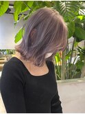 ミルクティーベージュハイトーンボブケアブリーチ顔周りレイヤー