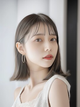 外ハネミディアム×オリーブベージュ