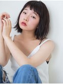 【aRietta】無造作クールアッシュ★眉上バング/黒髪ぷつっとボブ