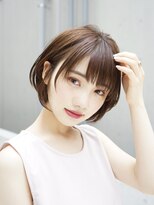 サンク 原宿 表参道(cinq)&nbsp;ベージュブラウンひし形ショートボブ ピンクベージュ