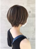 20代30代ショートココアブラウン小顔美肌ストレート丸み