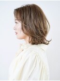 切りっぱなしボブ美髪ピンクブラウンエアリーロング[銀座]