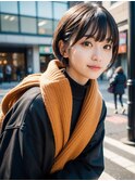 耳掛けショートボブ　後れ毛　シースルーバング　ワイドバング