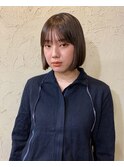 【ミニボブ×グレージュ】