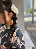 浴衣ヘア/編みおろしヘア/10代/20代