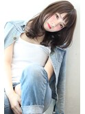プツッとバングのセミロング*柔らかashグレージュ【塚本】
