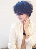 暗めカラーの前下がりカールショートボブ【middle】野村恵子