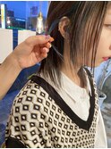 グレージュにインナーカラーブルーグリーン