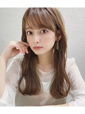 フェザーバングくびれセミロング/ハニーベージュ/ハイライト