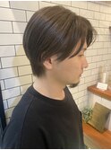 アッシュグレーメンズセンターパート