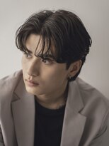 センターパートニュアンスパーマワンカールパーマ韓国コンマヘア