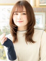 カバーヘア ブリス 戸田公園西口店(COVER HAIR bliss)&nbsp;斜めバングオレンジベージュくびレイヤーTc3戸田公園20代30代