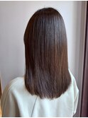 大人シックな切りっぱなしセミロング/縮毛矯正/ブラウン