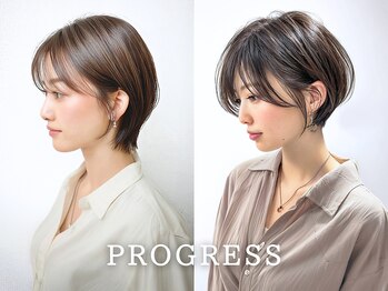 PROGRESSフレスポ富沢店 白髪ぼかし/オーガニック/縮毛矯正/ショート