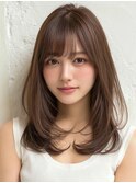 レイヤー ブリーチなしダブルカラー ブラウン ベージュ 透明感