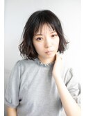 切りっぱなしのAラインボブにウェーブをプラスして☆