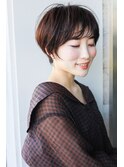 丸みショート《髪質改善》シースルーバンク・モカブラウン