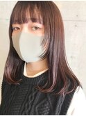 顔まわりカット　レイヤー　ピンクブラウン　[三軒茶屋]