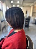 大人可愛い◎20代30代40代アッシュブラックボブヘアー