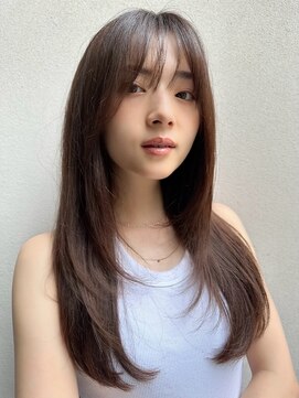 ハオ(hao) 【hao 渋谷】大人ブラウンカラー透け感抜群ロングレイヤー