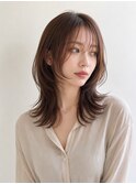 小顔似合わせミディアウルフレイヤー#韓国ミルクブラウン