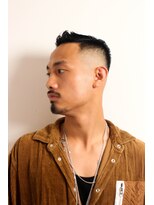 メリケンバーバーショップ フクオカ(MERICAN BARBERSHOP FUK)&nbsp;サイドパートショートセミウェットワイルドツーブロックテクノ9