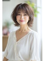 アヴァンス プロデュース バイ エガオ 大阪梅田店(AVANCE. PRODUCED by EGAO)&nbsp;髪質改善パーマ+くびれボブ【４０代５０代大人の髪型】白髪染め