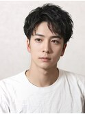 20代30代40代メンズビジネスツーブロックアッシュブラック