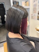 オリジンズヘアーセカンド 守谷店(Origins hair 2nd)&nbsp;ワインレッド インナーカラー  × 乾かすだけでまとまるボブ