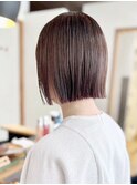 小顔タッセルボブ×似合わせカラー[縮毛矯正/酸性ストレート】