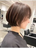 ショートヘア顔周りレイヤーカットダブルカラーショートボブ調布