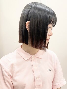 モリオフロムロンドン 松戸店(Morio from London) 【モリオ松戸　石山】黒髪ストレートボブ切りっぱなしボブ前髪有
