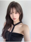 髪質改善 艶髪 暗めカラー韓国風 前髪カット 小顔 梅田