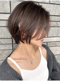外国人風海外 ショートボブ カーテンバング レイヤーカットA1121