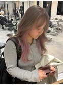 ベージュ×ピンクインナー
