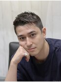 シザー刈り上げアシメワイルドアップバング爽やかスタイル