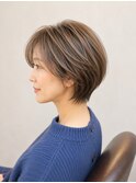 ショートボブ前髪ありイメチェン30代40代50代60代ショートボブ