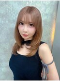 イメチェンピンクベージュアンブレラカラー前髪八王子