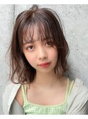 ゆるふわボブ×くすみブラウン