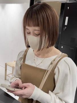 ヨーク(YOKE) 【YOKE】大人ボブアッシュオリーブグレーベージュぱっつん前髪