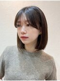 ボブ切りっぱなしボブタッセルボブワンカール内巻き前髪ベージュ