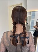 タイトヘアセット/アップヘア/ローポニー/結婚式ヘアセット