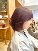 流れる顔まわりレイヤーボブ伸ばしかけボブピンクラベンダー