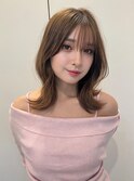オリーブグレー/韓国レイヤーカット/マロンベージュ/黒髪/小顔