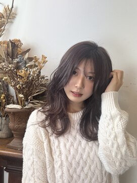 韓国ヘア/暗めカラー/ピンクブラウン