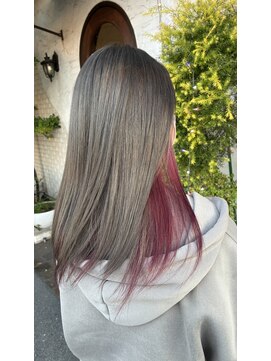 インナーカラー♪ グレージュ×チェリーレッド