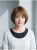 前髪薄めショートボブ川越/ハイライト/白髪ぼかし/白髪染め