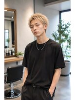 MEN's Baguz MEN'Sカット/ MEN'Sパーマ/ MEN'Sカラー ハイトーンブロンド束感ショートスパイキー
