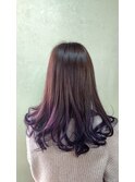 毛先バレイヤージュ×パープルカラー