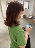 暖色×プツっと重めミディアム